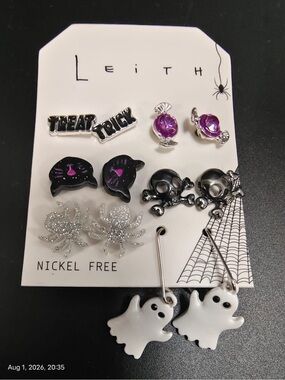 New Leith Kids Halloween Earring Set - White, Black, Purple & Silver
